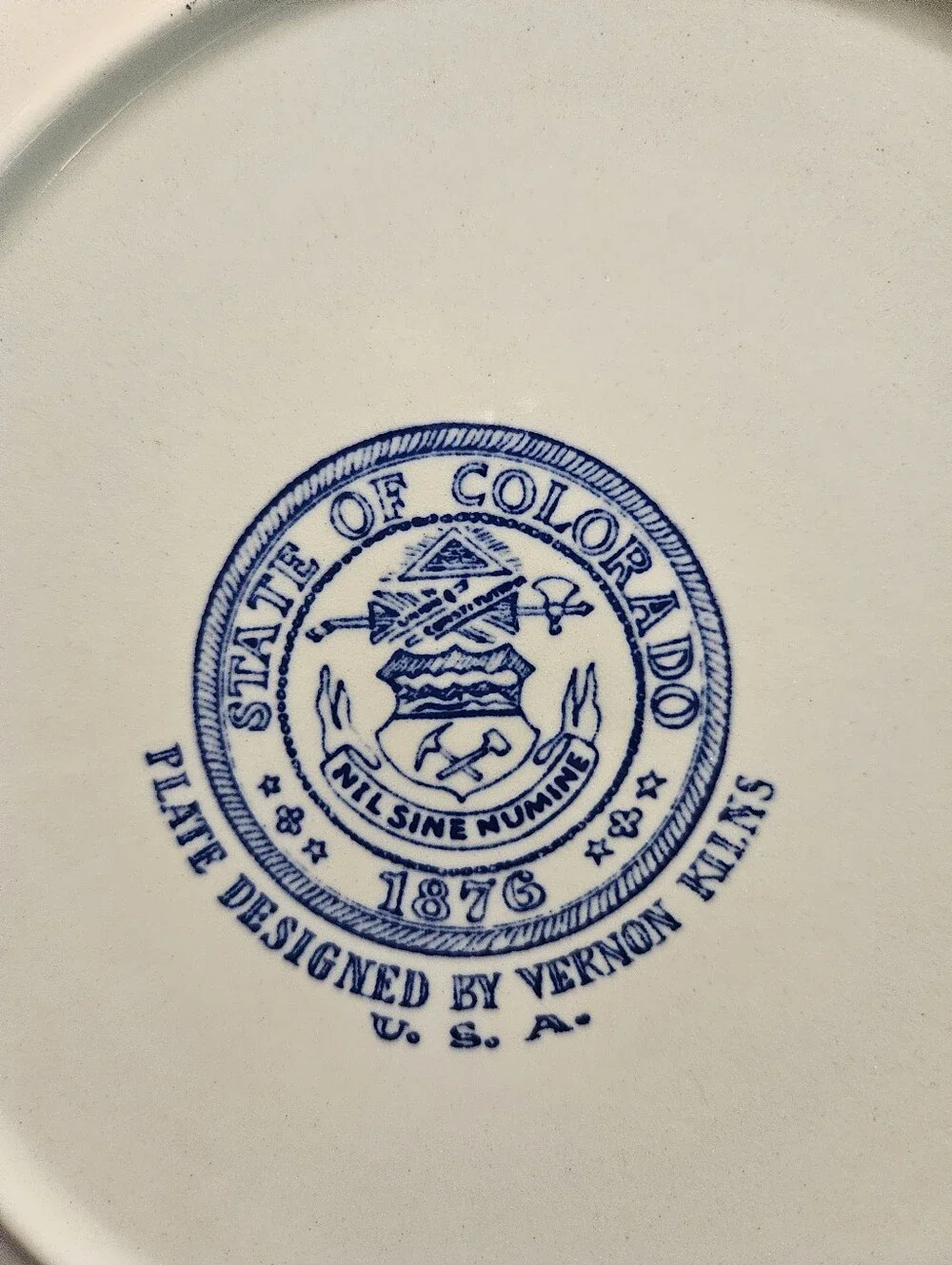 Vintage blue and white Colorado souvenir